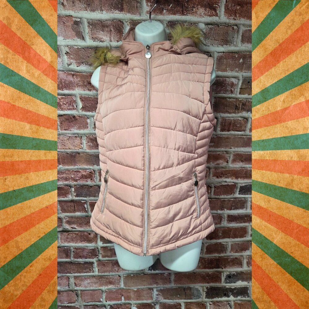 YMI Blush Pink Quilted Puffer Vest with Hood